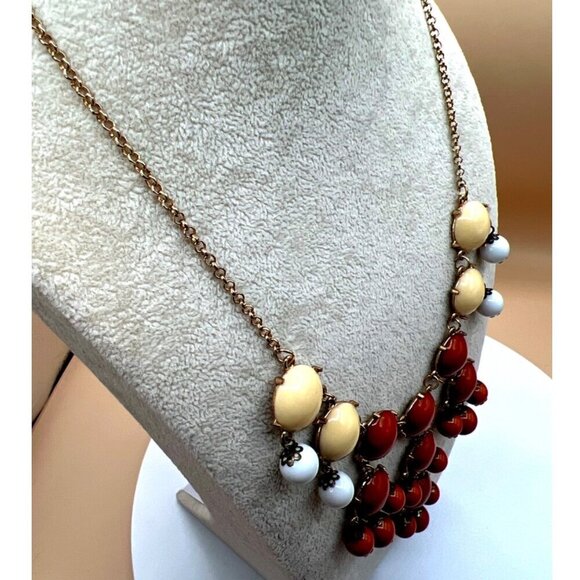 Vintage Boho Statement Necklace With Yellow Orange & White Beads.  C17 - Picture 10 of 11